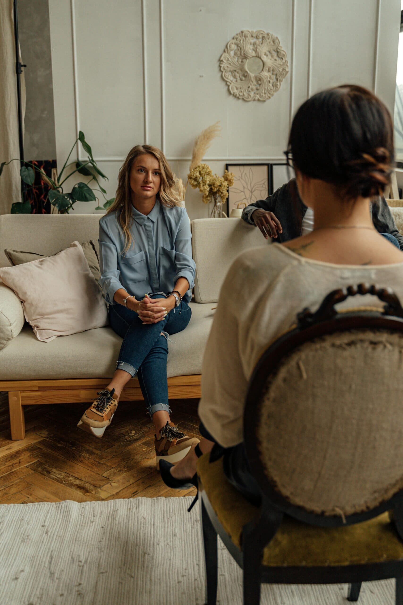 A calm, supportive therapy conversation